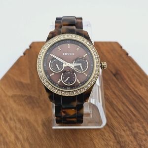 Fossil Stella Multifunction Tortoise Resin Watch ES2795 New Battery